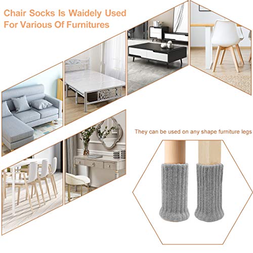Ezprotekt Calcetines elásticos para Silla de Mesa, Silla o Silla de Mesa, para Muebles, Diámetro de ajuste de 1 "a 2", Gris, Pack de 24