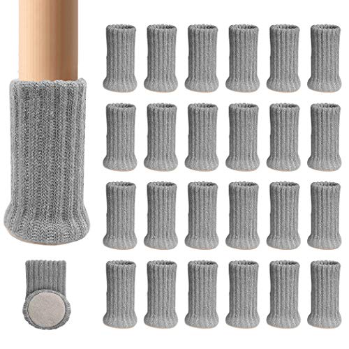 Ezprotekt Calcetines elásticos para Silla de Mesa, Silla o Silla de Mesa, para Muebles, Diámetro de ajuste de 1 "a 2", Gris, Pack de 24