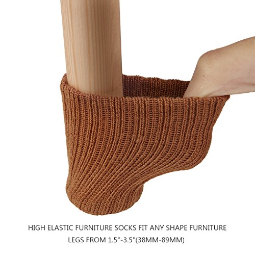 Ezprotekt Calcetines elásticos para Silla de Mesa, Silla o Silla de Mesa, para Muebles, Diámetro de ajuste de 1"a 2", Gris, Pack de 24 (Marrón)