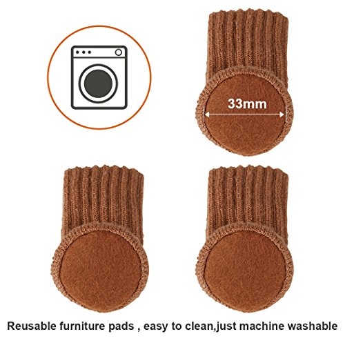 Ezprotekt Calcetines elásticos para Silla de Mesa, Silla o Silla de Mesa, para Muebles, Diámetro de ajuste de 1"a 2", Gris, Pack de 24 (Marrón)