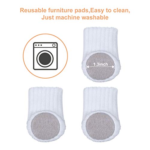 Ezprotekt Calcetines para silla, 24 piezas, fundas para patas de gato de punto, para patas de muebles, antideslizantes, protectores de suelo, Color blanco