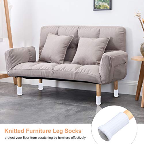 Ezprotekt Calcetines para silla, 24 piezas, fundas para patas de gato de punto, para patas de muebles, antideslizantes, protectores de suelo, Color blanco