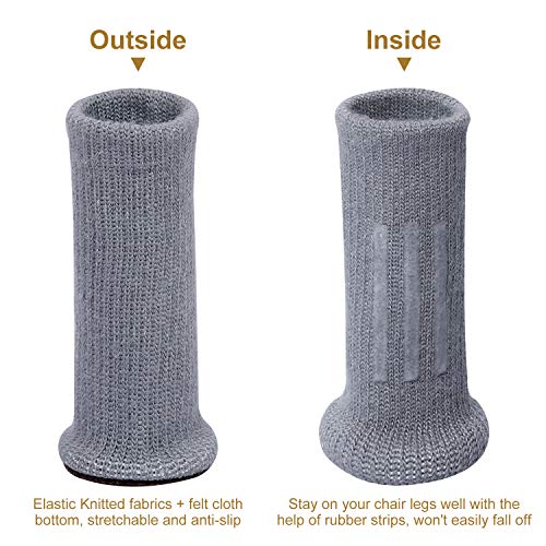 Ezprotekt Juego de 24 calcetines de silla de alta elasticidad, protectores de suelo antideslizantes para patas de silla, fundas para muebles, para muebles con diámetro de 1" a 2" (negro)