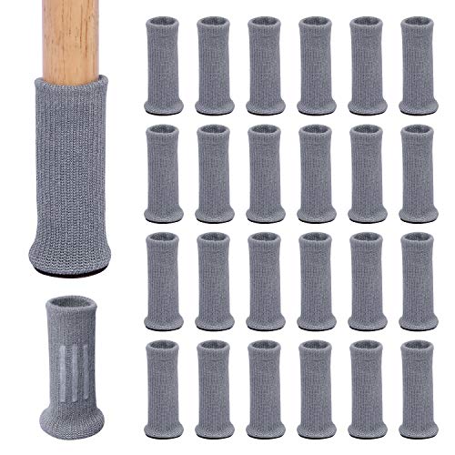 Ezprotekt Juego de 24 calcetines de silla de alta elasticidad, protectores de suelo antideslizantes para patas de silla, fundas para muebles, para muebles con diámetro de 1" a 2" (negro)