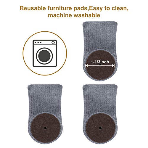 Ezprotekt Juego de 24 calcetines de silla de alta elasticidad, protectores de suelo antideslizantes para patas de silla, fundas para muebles, para muebles con diámetro de 1" a 2" (negro)