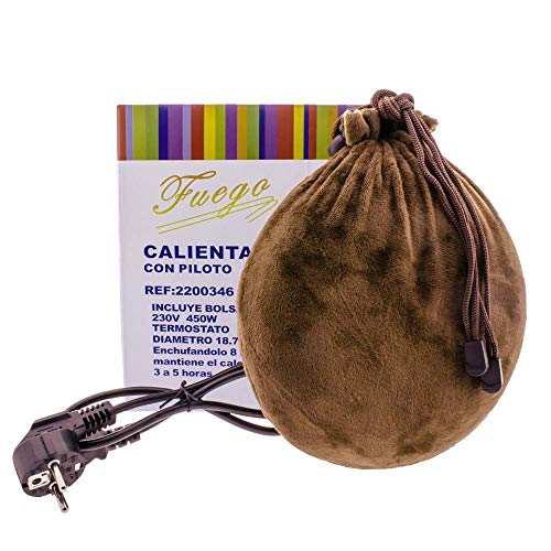 F BRIGHT 2200346 Calienta Camas Eléctrico con Piloto, Aluminio, Marrón, Pequeño