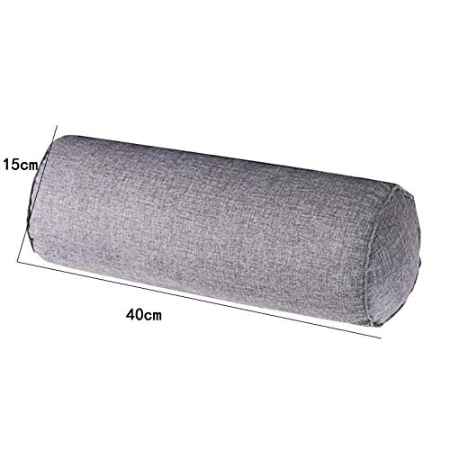Fablcrew Traversin, Almohada cilíndrica de algodón y lino, cojines largos y multifuncionales para el cuello Lombario 15 x 40 cm
