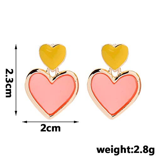 FACAI Aretes De Plata Esterlina Aguja Simple Año Nuevo Aceite De Gota Amor Geométrico Moda Mujer 925 Plata Salvaje Pendientes Mujer,Orange