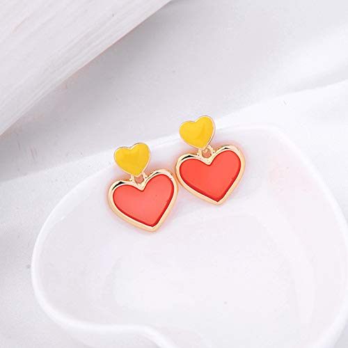 FACAI Aretes De Plata Esterlina Aguja Simple Año Nuevo Aceite De Gota Amor Geométrico Moda Mujer 925 Plata Salvaje Pendientes Mujer,Orange