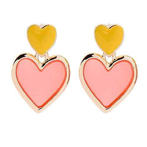 FACAI Aretes De Plata Esterlina Aguja Simple Año Nuevo Aceite De Gota Amor Geométrico Moda Mujer 925 Plata Salvaje Pendientes Mujer,Orange