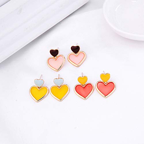 FACAI Aretes De Plata Esterlina Aguja Simple Año Nuevo Aceite De Gota Amor Geométrico Moda Mujer 925 Plata Salvaje Pendientes Mujer,Orange