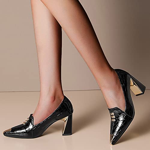 FACAIAFALO Zapatos de TacóN CláSicos Zapatos Mujer TacóN Fiesta Sandalias De TacóN Bajo Para Mujer 7 Cm Tacones Altos En Punta Sandalias De TacóN Cuadrado