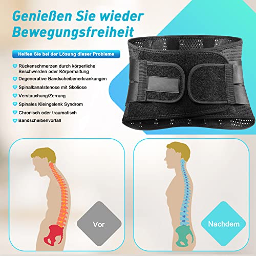 Faja lumbar para el dolor de espalda, con puntales de apoyo y correas ajustables, para hombre y mujer