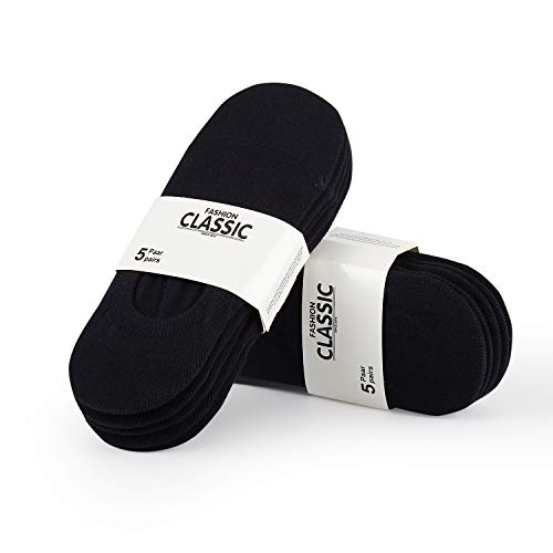 FALARY Calcetines Mujer Hombre 10 Pares Cortos Calcetines Invisibles tobillero Algodon Silicona Antideslizante Verano-negro-3942