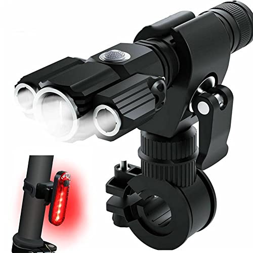 Famkrw Juego De Luces para Bicicleta,Batería Delantera Y Luz Trasera Set,USB Recargable IPX6 Impermeable Bicicleta Faro De 2200 Mah,4 Modos De Iluminación,para Ciclismo De Montaña Y Carretera
