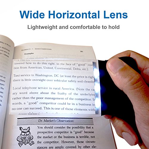Fancii 2X Lupa Rectangular para Leer Libros con Luz LED - Lente de Aumento sin Distorsión y sin Marco 58 x 102mm - para Periódicos y Mapas, Personas Mayores o con Mala Visión