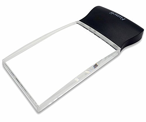 Fancii 2X Lupa Rectangular para Leer Libros con Luz LED - Lente de Aumento sin Distorsión y sin Marco 58 x 102mm - para Periódicos y Mapas, Personas Mayores o con Mala Visión