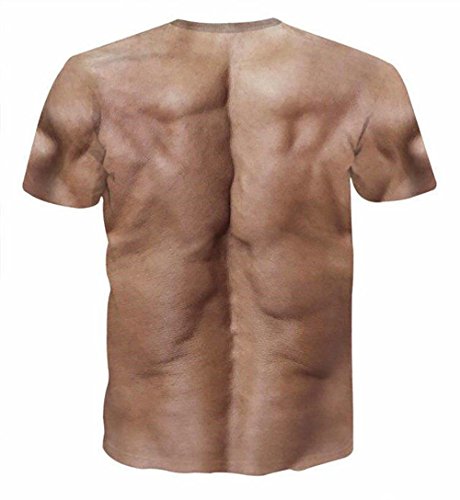 Fancybox Camiseta de manga corta para hombre, con diseño de músculo, manga corta, para hombre color carne Large