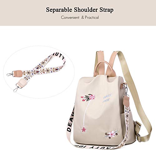 FANDARE Bolsos Mochila Mujer Bolsa de Hombro Bandolera Antirrobo Bolso Mochilas Tipo Casual Niña Bolsas Escolares Señoras Daypacks para Outdoor Viaje Commute Trabaja Impermeable Poliéster Caqui