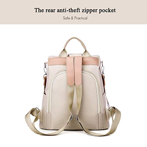 FANDARE Bolsos Mochila Mujer Bolsa de Hombro Bandolera Antirrobo Bolso Mochilas Tipo Casual Niña Bolsas Escolares Señoras Daypacks para Outdoor Viaje Commute Trabaja Impermeable Poliéster Caqui