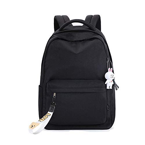 FANDARE Nuevo Mochila Mujer Mochilas Tipo Casual Bolsas Escolares con USB Alumno Niña Bolsa de Viaje Bolsos Adolescente Al Aire Libre Partido Viaje Equipaje Daypack Impermeable Poliéster Negro