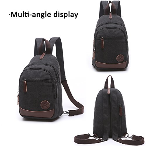 FANDARE Unisexo Bolsa de Pecho Lona Mochilas Bolsos de Hombre Mujer Bolsos Cruzados Lona Sling Bag Bolsa Deportiva de Hombro Bolsa de Honda Mochila para Viaje Trabajo Escuela Acampada Ciclismo