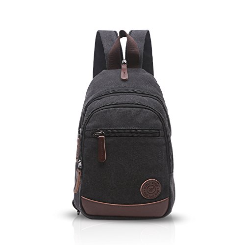 FANDARE Unisexo Bolsa de Pecho Lona Mochilas Bolsos de Hombre Mujer Bolsos Cruzados Lona Sling Bag Bolsa Deportiva de Hombro Bolsa de Honda Mochila para Viaje Trabajo Escuela Acampada Ciclismo