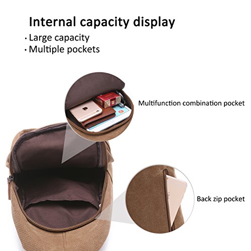 FANDARE Unisexo Bolsa de Pecho Lona Mochilas Bolsos de Hombre Mujer Bolsos Cruzados Lona Sling Bag Bolsa Deportiva de Hombro Bolsa de Honda Mochila para Viaje Trabajo Escuela Acampada Ciclismo