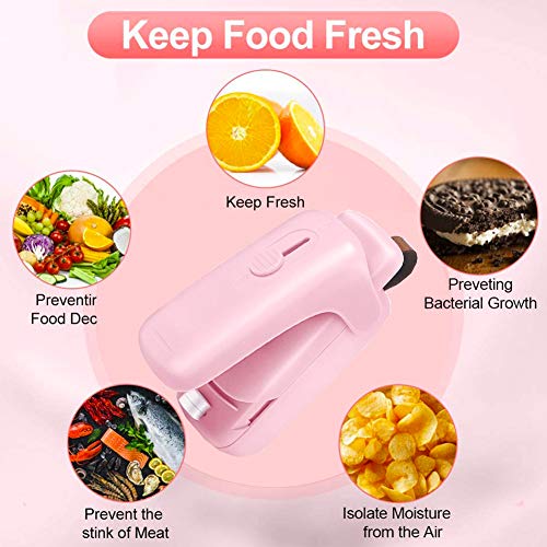 FANDE Mini sellador de Calor, Mini Heat Sealer Machine, Máquina Portátil de Sellado, 2 in 1 Small Mini Portable Heat Sealer (Batería no incluida)