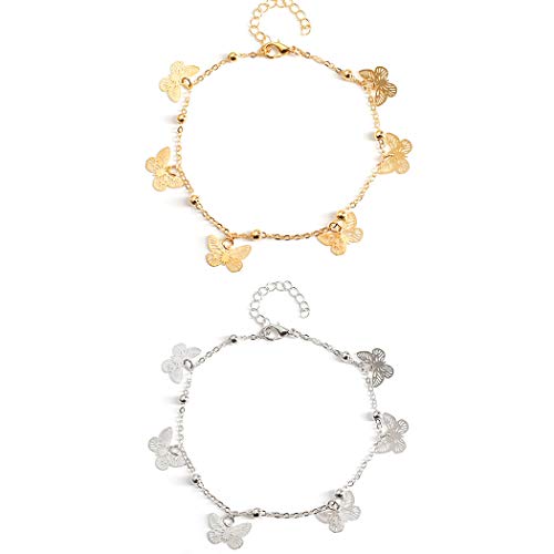 Fascigirl Tobillera Para Mujer Decoración De Mariposa Ajustable Tobillera De Playa Pulsera De Tobillo Joyería De Pie