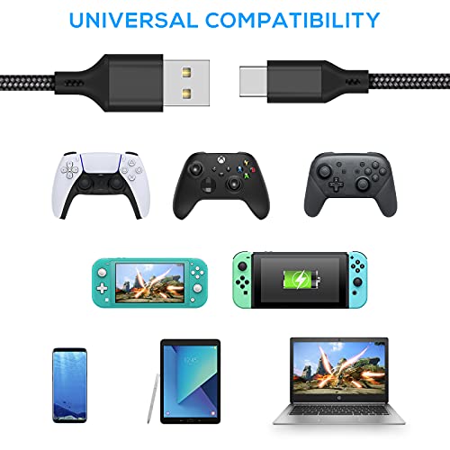 FASTSNAIL Cable de carga para controlador PS5, cable de carga tipo C de 10 pies de largo para Xbox Series X/S y Nintendo Switch Pro Contoller, cable de carga de juego (16,4 pies X1 piezas)