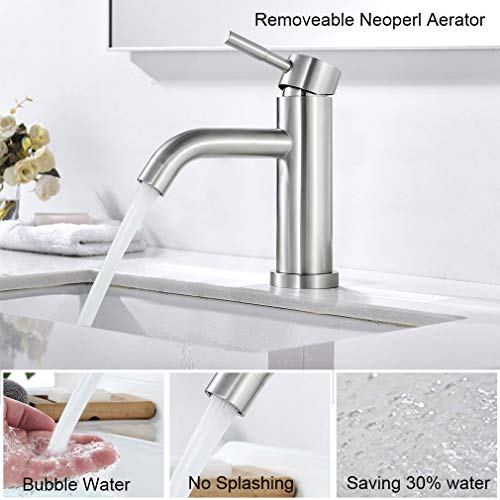 Faulkatze Grifo de Lavabo Grifo monomando para lavabo Grifo para Lavabo de Acero Inoxidable Monomando Lavabo Grifo, Mate