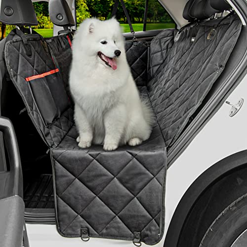 Favoto Funda para Perros de Coche, Cubierta de Asiento para Mascotas, Protector de Asiento Trasero de Tela Oxford, Resistente al Agua, Antideslizante, 137x147cm Negro