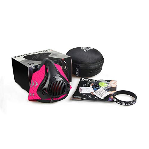 FDBRO Máscaras máscaras de Deportes, Estilo Negro, máscara;scara para Entrenamiento y acondicionamiento de Gran altitud, máscara scara Deportiva 2.0 (M, Rosa y Negro)