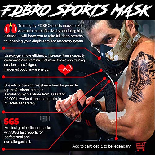 FDBRO Máscaras máscaras de Deportes, Estilo Negro, máscara;scara para Entrenamiento y acondicionamiento de Gran altitud, máscara scara Deportiva 2.0 (M, Rosa y Negro)