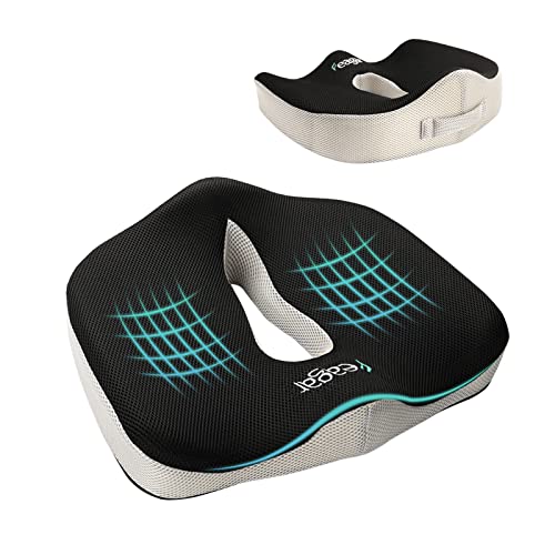 Feagar Cojín Coxis para Silla de Oficina, Cojín Ortopédico de Hernias Asiento Coche, Cojín Ergonómico para Matigar Dolor de Espalda y Fatiga, Funda de Malla, Lavable a Máquina