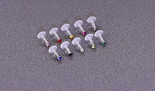 FECTAS 20 Piezas 16 Gauge Labio Transparente Piercing Bar Tragus labret Stud retenedores retenedores joyeria