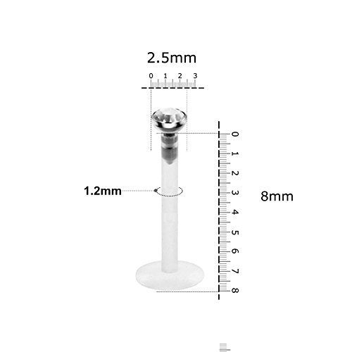 FECTAS 20 Piezas 16 Gauge Labio Transparente Piercing Bar Tragus labret Stud retenedores retenedores joyeria