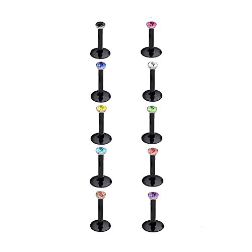 FECTAS 20 Piezas 16 Gauge Labio Transparente Piercing Bar Tragus labret Stud retenedores retenedores joyeria