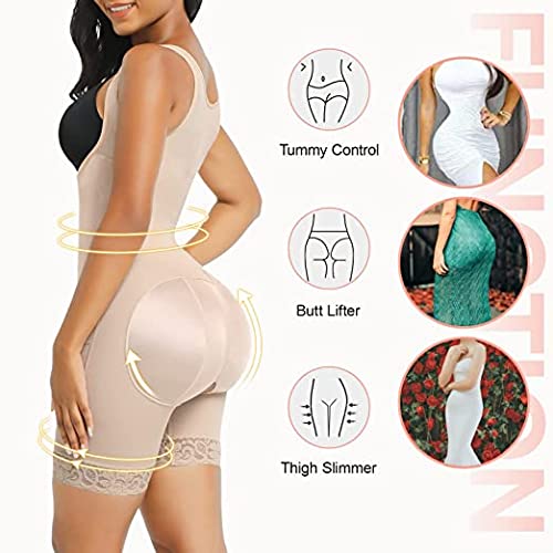 FeelinGirl Mujer Faja Reductora Chaleco sin Costura Corsé Bustier Ajustable Tirantes Faja Aabdominal Beige 3XL/Talla 50