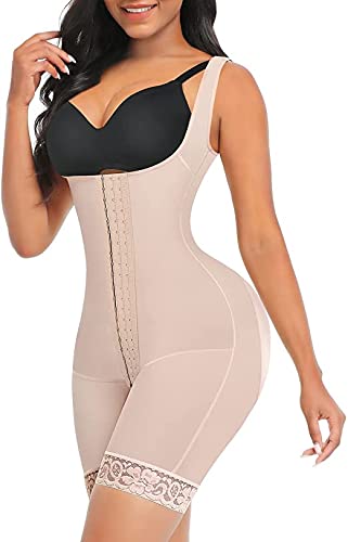 FeelinGirl Mujer Faja Reductora Chaleco sin Costura Corsé Bustier Ajustable Tirantes Faja Aabdominal Beige 3XL/Talla 50