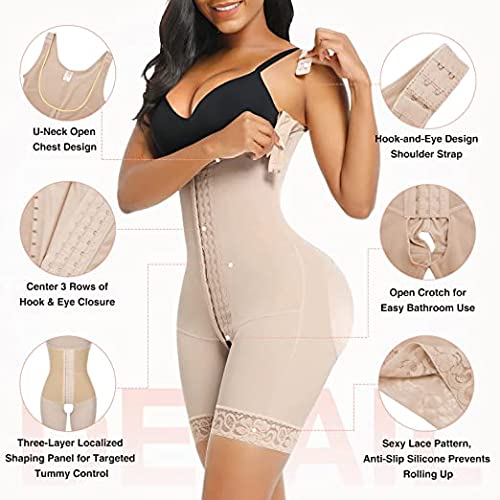 FeelinGirl Mujer Faja Reductora Chaleco sin Costura Corsé Bustier Ajustable Tirantes Faja Aabdominal Beige 3XL/Talla 50