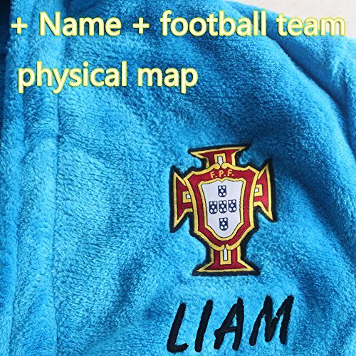 FEETOO] Equipo de fútbol de España Bata de niño Bordado Toga de Dormir para niños (12, Blue)