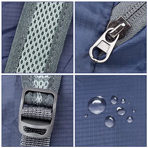 Feibmir 2 mochilas plegables ultra ligeras, resistentes al agua, mochilas para senderismo, para hombres, mujeres, niños, viajes, camping, escalada, ciclismo, caminata, Marino+Gris, M