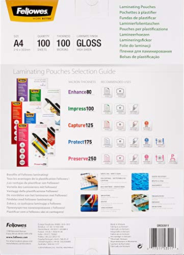 Fellowes 53511 - Pack de 100 fundas para plastificar, formato A4 (216 x 303 mm)
