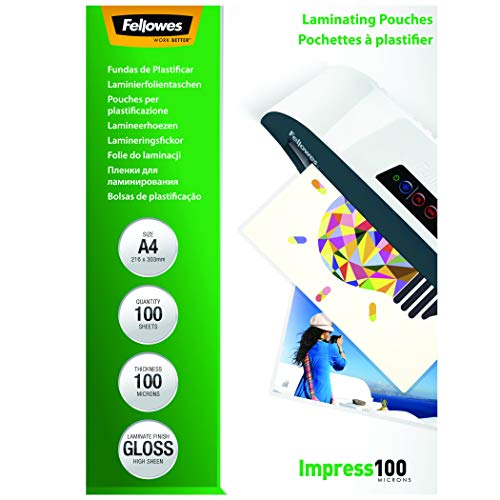 Fellowes 53511 - Pack de 100 fundas para plastificar, formato A4 (216 x 303 mm)