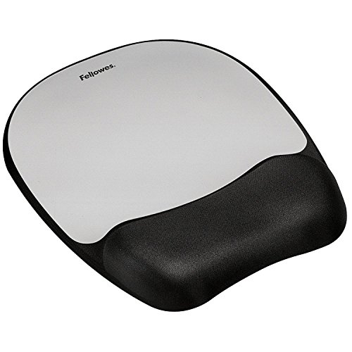 Fellowes Memory Foam - Reposamuñecas para Teclado, Negro + Memory Foam - Alfombrilla con reposamuñecas para ratón, Plata / Negro