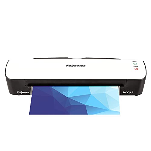 Fellowes Plastificadora Sola A4, para uso ocasional, 125 micras + 53061 Pack de 100 fundas para plastificar, brillo, formato A4, 80 micras