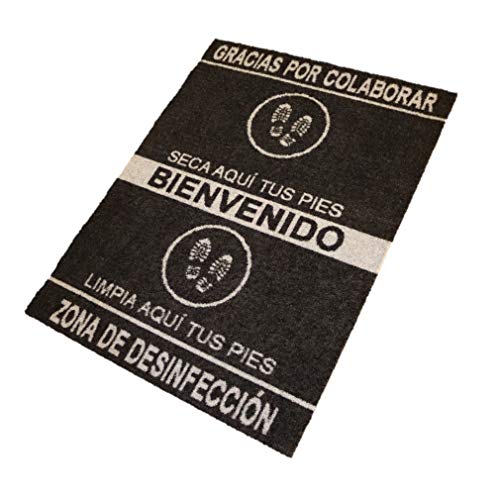 Felpudo desinfectante Calzado - Alfombra Limpia Zapatos para la Entrada, moqueta higienizante (Negro, 68_x_90_cm)