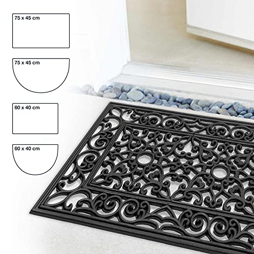 Felpudo Robusto para Exterior – felpudos Entrada casa – Felpudo Antideslizante con Cepillo de Goma – Alfombrilla para Puerta Delantera – Felpudo Negro - 45x75cm